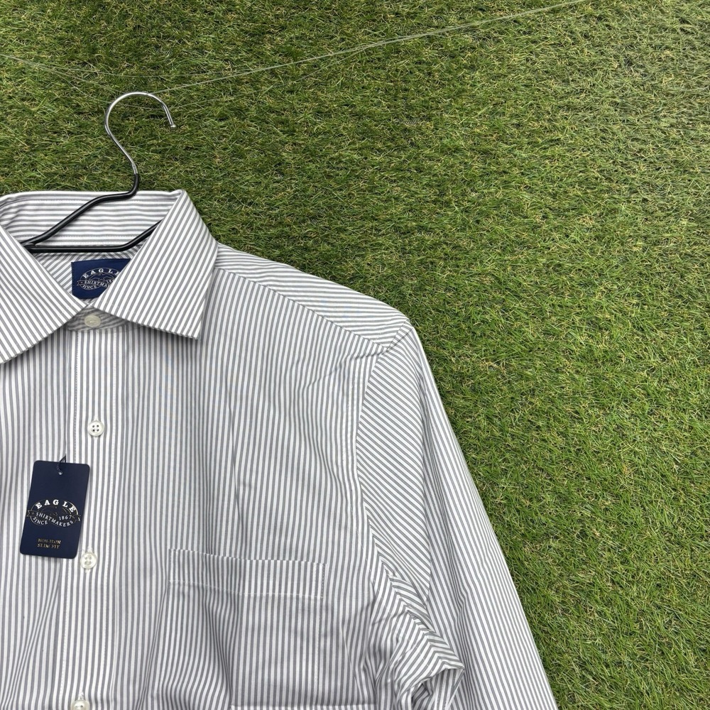 Eagle Shirtmakers Dress Shirt Mens 15½ 32/33 Long Sleeve Gray Pearl Slim Fit New